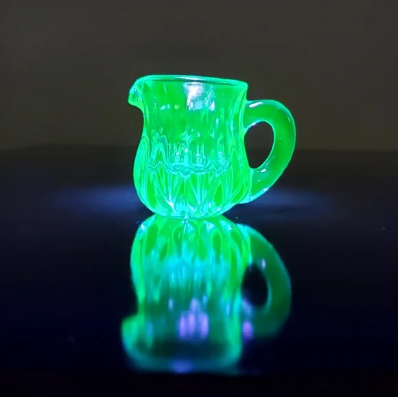GLOWS Degenhart Aqua Blue Glass Mini Pitcher Toothpick Holder - Picture 7 of 12